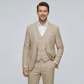 Mens 3 pc Suit Notched Lapel Slim Fit Jacket Vest Pants Set