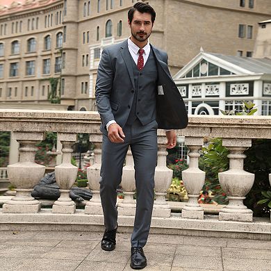 Mens Stylish 3 Pc Classic Fit Suit Set Formal Jacket Vest And Pant