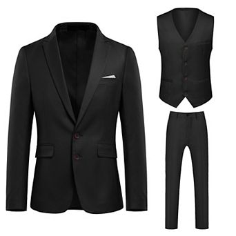 Mens Stylish 3 pc Classic Fit Suit Set Formal Jacket Vest And Pant