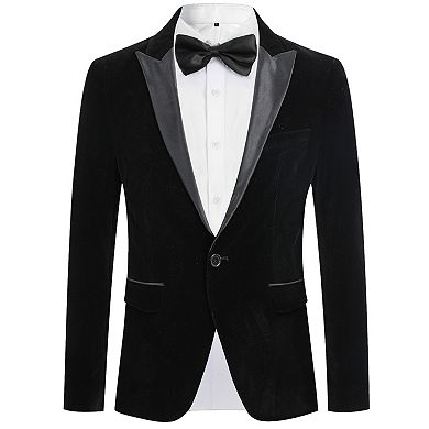 Men's Velvet 2 pc Suit Peaked Lapel Single Button Tuxedo Dinner Jacket Pants