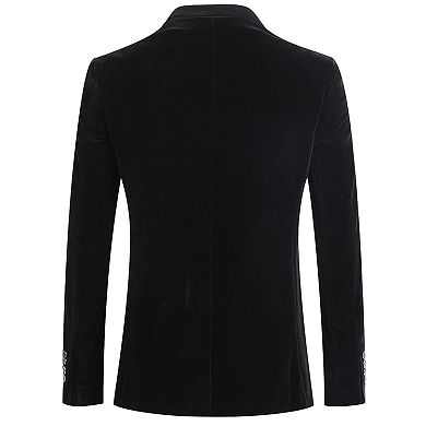 Men's Velvet 2 pc Suit Peaked Lapel Single Button Tuxedo Dinner Jacket Pants