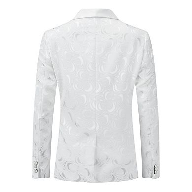 Men's 2 pc Tuxedo Suit Set Floral Jacquard Shawl Collar Suit Jacket Pants
