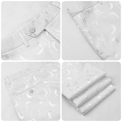 Men's 2 pc Tuxedo Suit Set Floral Jacquard Shawl Collar Suit Jacket Pants