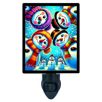 Curious Snowmen, Winter Decorative Photo Night Light.