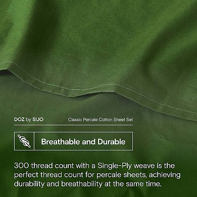 DOZ 100% Long Staple Cotton Duvet Cover Set, Classic Percale, Hotel Cool Crisp, Breathable, Durable