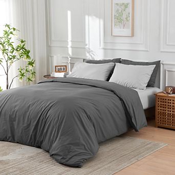 DOZ 100% Long Staple Cotton Duvet Cover Set, Classic Percale, Hotel Cool Crisp, Breathable, Durable