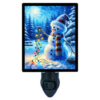 Blue Twilight, Snowman Decorative Photo Night Light.