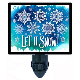 Let It Snow Winter, Snowflakes Decorative Photo Night Light.