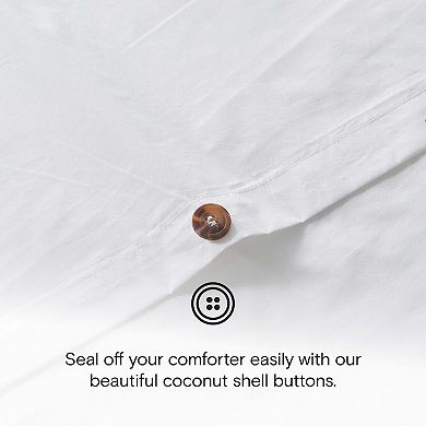 DOZ 100% Organic Percale Cotton Duvet Cover Set, Hotel Crisp Cool, Breathable