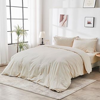 DOZ 100% Organic Percale Cotton Duvet Cover Set, Hotel Crisp Cool, Breathable