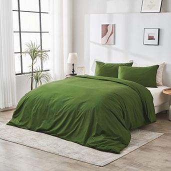 DOZ 100% Organic Percale Cotton Duvet Cover Set, Hotel Crisp Cool, Breathable