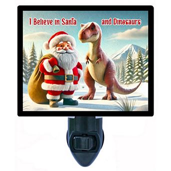 Santa And Dinosaurs, Christmas Decorative Photo Night Light.