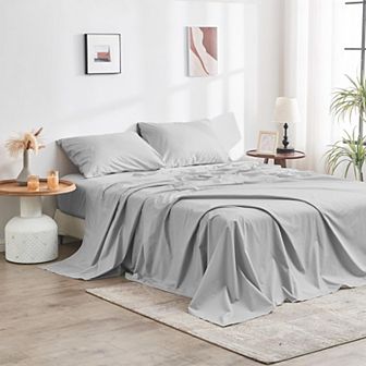 DOZ 100% Organic Percale Cotton Sheet Set, Hotel Crisp Cool, Breathable