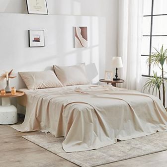DOZ 100% Organic Percale Cotton Sheet Set, Hotel Crisp Cool, Breathable