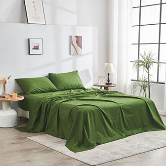 DOZ 100% Organic Percale Cotton Sheet Set, Hotel Crisp Cool, Breathable
