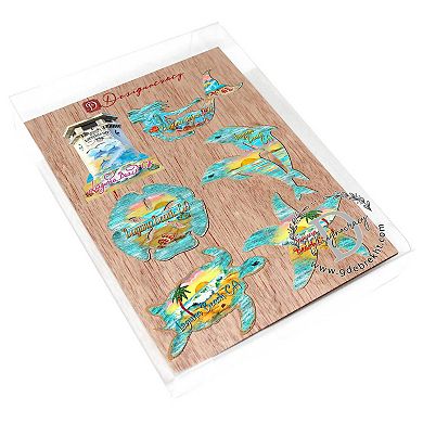Coastal Decorative Wooden Magnets Set of 6 by G. Debrekht