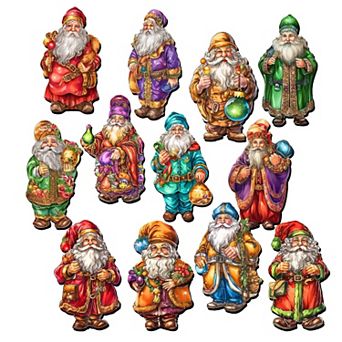 Colorful Santa Decorative Wooden Magnets Set of 6 by G. Debrekht