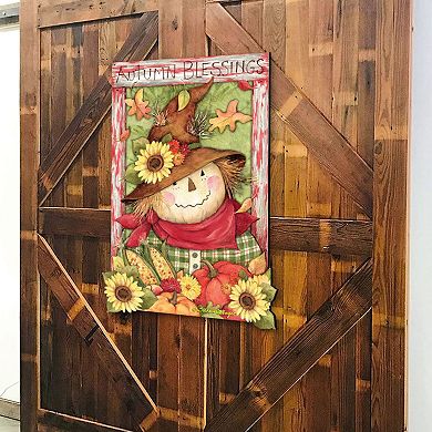 Scarecrow Halloween 24-Inch Handcrafted Wooden Door Decor by Susan Winget Decor