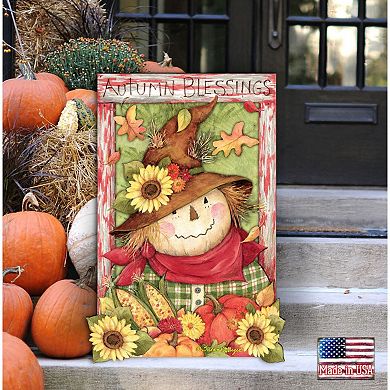 Scarecrow Halloween 24-Inch Handcrafted Wooden Door Decor by Susan Winget Decor