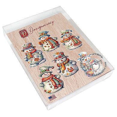 Snowman Decorative Wooden Magnets Set of 6 by G. Debrekht