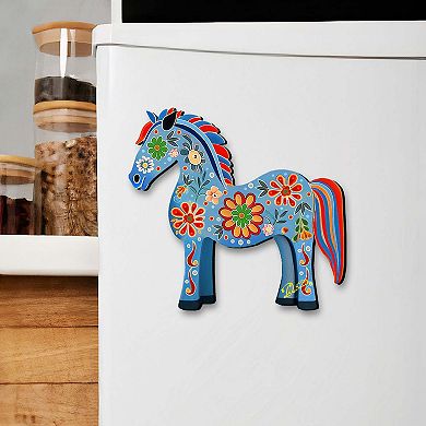 Danish Horses Decorative Wooden Magnets Set of 6 by G. Debrekht