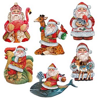 Santa Decorative Wooden Magnets Set of 6 by G. Debrekht