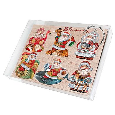Santa Decorative Wooden Magnets Set of 6 by G. Debrekht