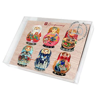 Nested Dolls Decorative Wooden Magnets Set of 6 by G. Debrekht