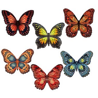 Summer Butterfly Decorative Wooden Magnets Set of 6 by G. Debrekht