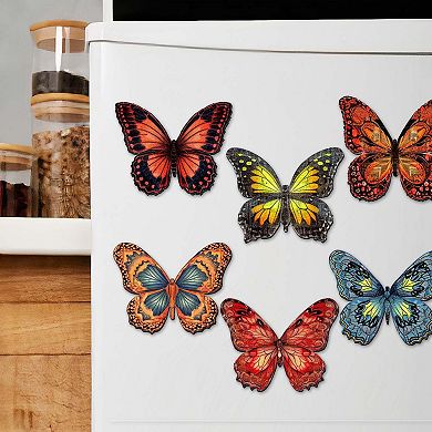 Summer Butterfly Decorative Wooden Magnets Set of 6 by G. Debrekht