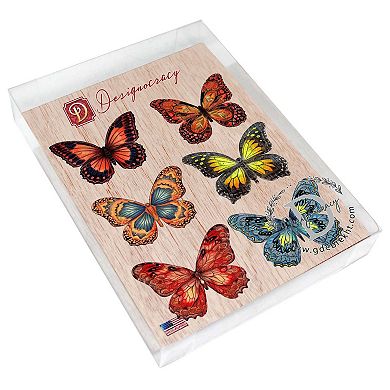 Summer Butterfly Decorative Wooden Magnets Set of 6 by G. Debrekht