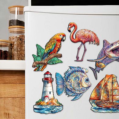 Ocean Crew Decorative Wooden Magnets Set of 6 by G. Debrekht