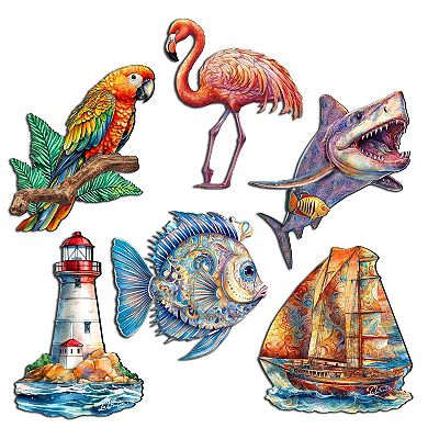 Ocean Crew Decorative Wooden Magnets Set of 6 by G. Debrekht