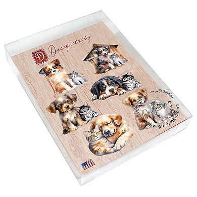 Dogs Decorative Wooden Magnets Set of 6 by G. Debrekht
