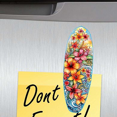 Tropical Surfboards Decorative Wooden Magnets Set of 6 by G. Debrekht
