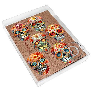 Sugar Skulls Decorative Wooden Magnets Set of 6 by G. Debrekht