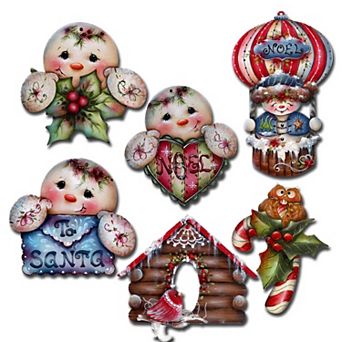 Giggles and Gifts Decorative Wooden Magnets Set of 6 by J. Mills-Price