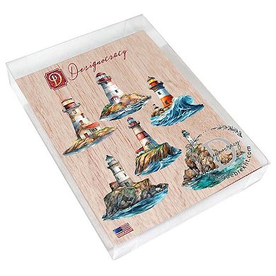 Lighthouse Decorative Wooden Magnets Set of 6 by G. Debrekht