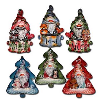 Christmas Gnomes Decorative Wooden Magnets Set of 6 by J. Mills-Price