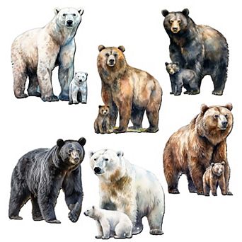 Bear Adventures Decorative Wooden Magnets Set of 6 by G. Debrekht