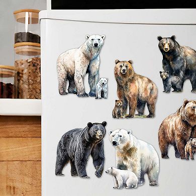 Bear Adventures Decorative Wooden Magnets Set of 6 by G. Debrekht