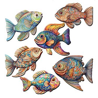 Coastal Fish Decorative Wooden Magnets Set of 6 by G. Debrekht