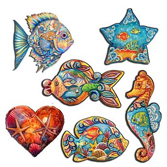 Ocean Treasures Decorative Wooden Magnets Set of 6 by G. Debrekht