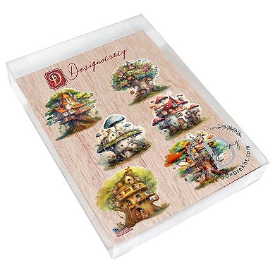 Tree House Decorative Wooden Magnets Set of 6 by G. Debrekht