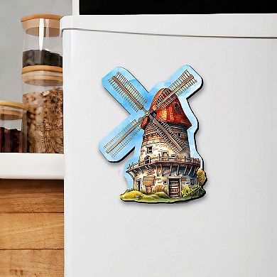 Windmills Decorative Wooden Magnets Set of 6 by G. Debrekht
