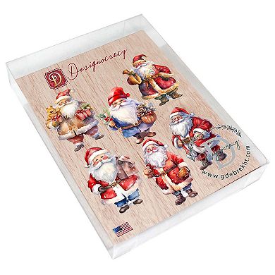 Santa Decorative Wooden Magnets Set of 6 by G. Debrekht