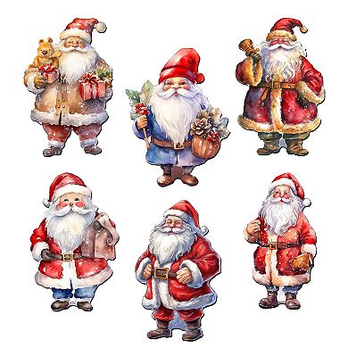 Santa Decorative Wooden Magnets Set of 6 by G. Debrekht