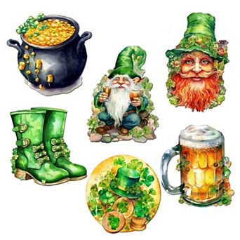 St. Patrick's Day Decorative Wooden Magnets Set of 6 by G. Debrekht