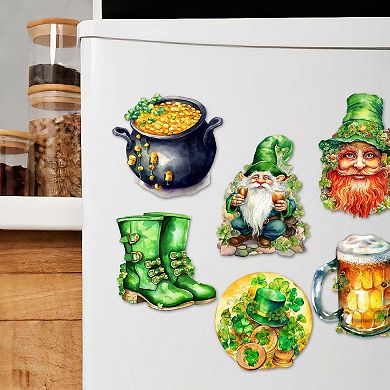 St. Patrick's Day Decorative Wooden Magnets Set of 6 by G. Debrekht