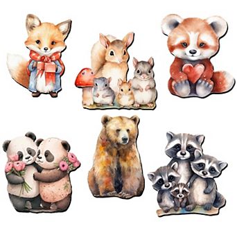 Forest Animals Decorative Wooden Magnets Set of 6 by G. Debrekht
